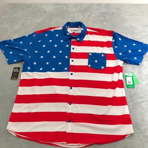 Tipsy Elves The Flag Shirt  Men's Button Down Size XXL New with tags - Picture 1 of 9
